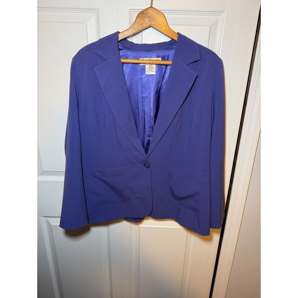 Norm Thompson Purple One Button Career Blazer Jacket Women's Large Petite